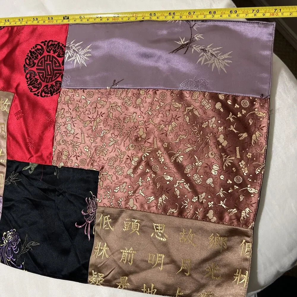 Silk Handmade Vintage Patchwork Table Runner Asian Bohemian 71”x 13.75”